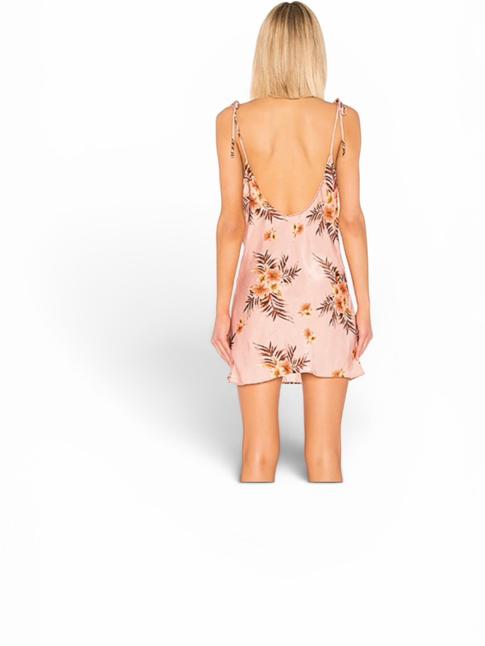 LPA Cowl Mini Slip Dress Tropic Bouquet Pink Floral Satin. - Picture 5 of 11